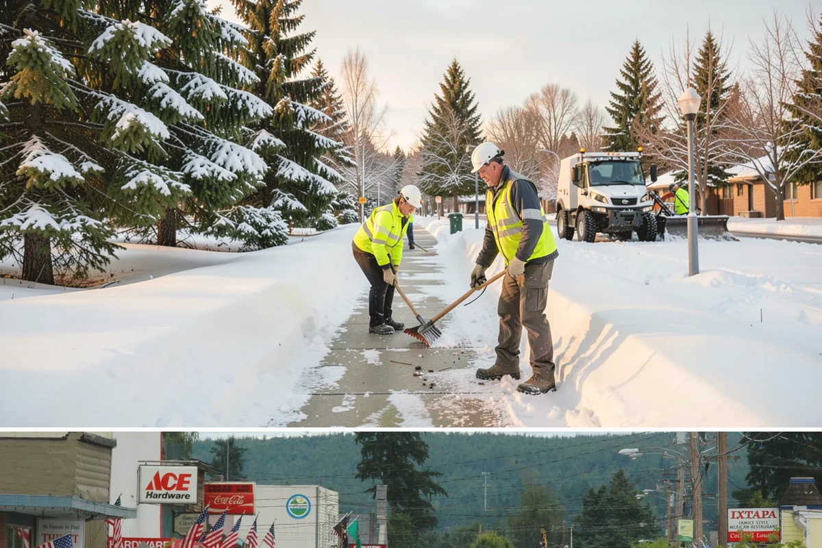 Emergency Sidewalk Clearing in Carnation, King County, WA - Emergency sidewalk clearing is available throughout winter whenever a storm threatens compliance and pedestrian safety.