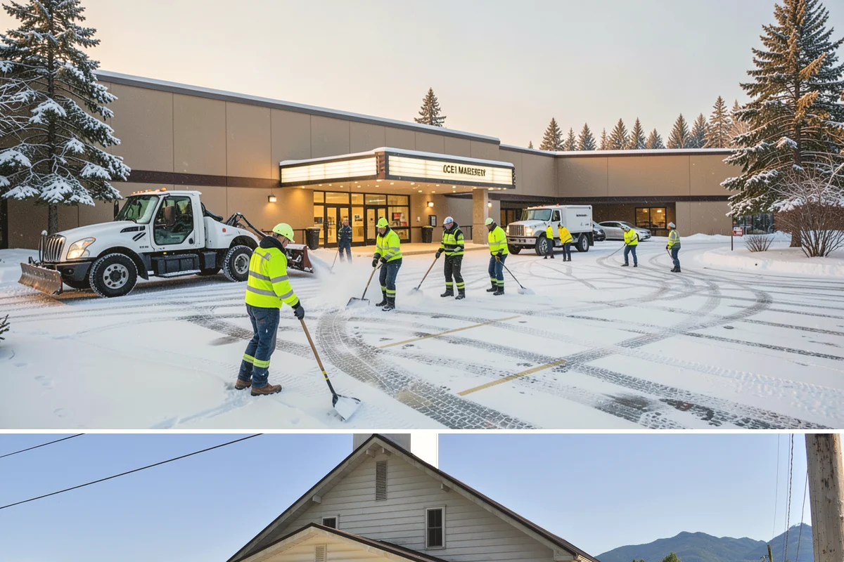 Emergency Sidewalk Clearing in Concrete, Skagit County, WA - Emergency sidewalk clearing is available throughout winter whenever a storm threatens compliance and pedestrian safety.