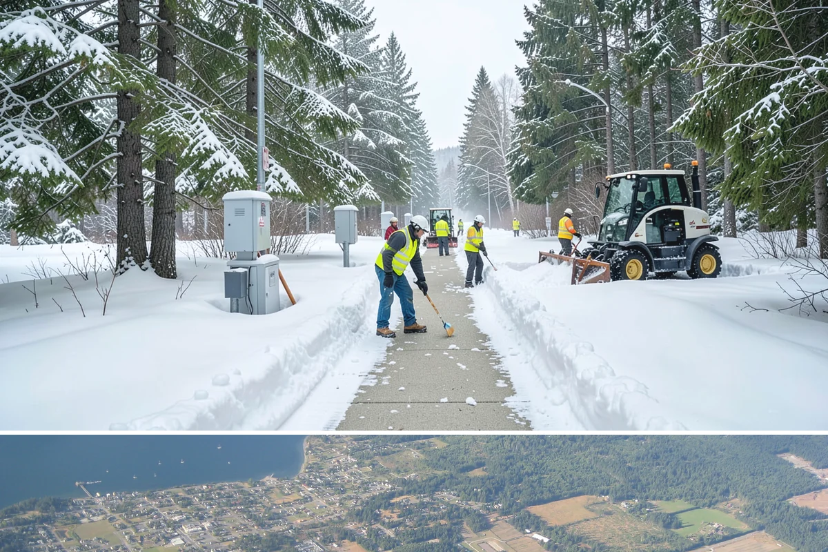 Emergency Sidewalk Clearing in Coupeville, Island County, WA - Emergency sidewalk clearing is available throughout winter whenever a storm threatens compliance and pedestrian safety.
