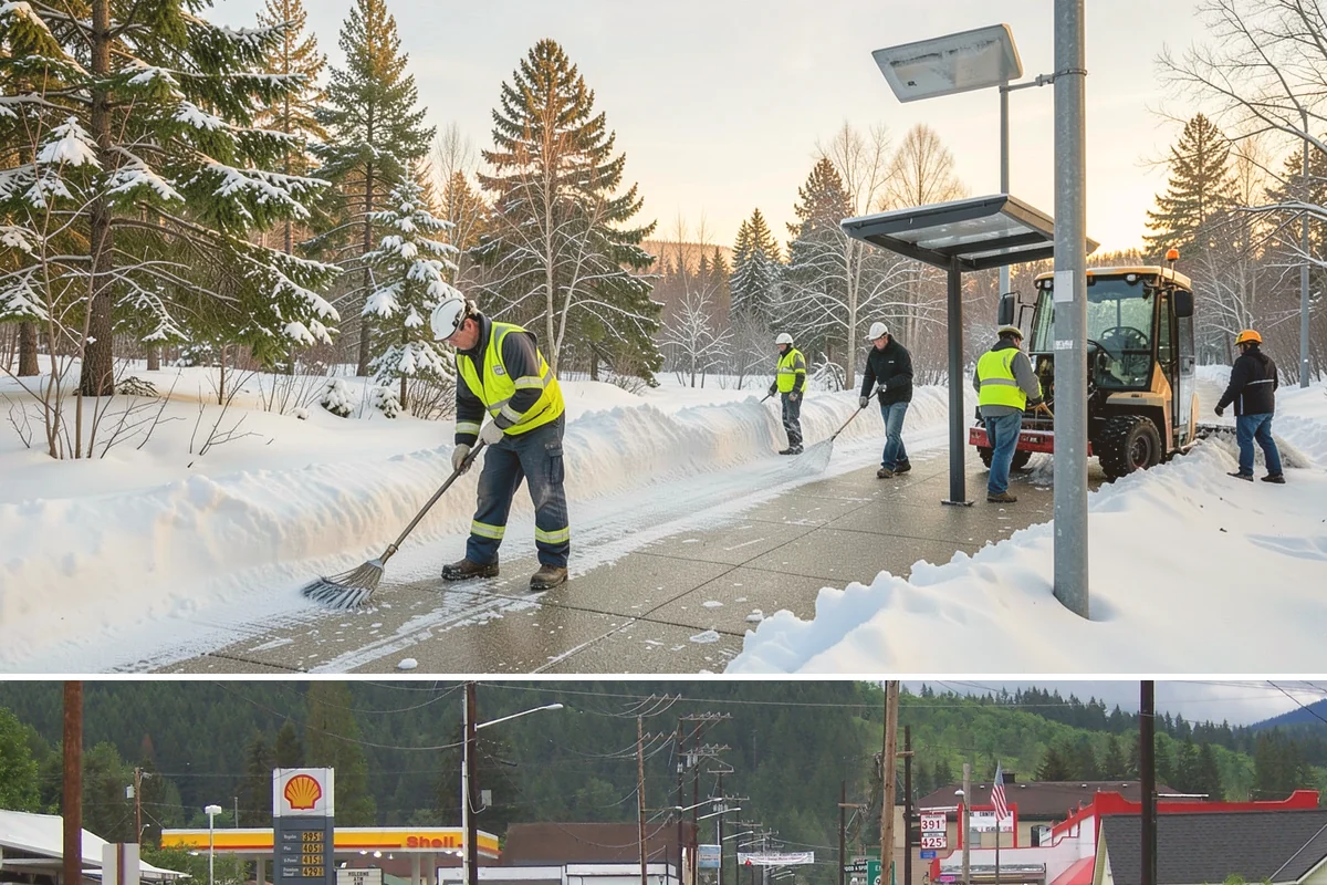 Emergency Sidewalk Clearing in Granite Falls, Snohomish County, WA - Emergency sidewalk clearing is available throughout winter whenever a storm threatens compliance and pedestrian safety.