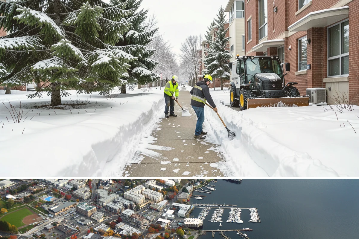 Emergency Sidewalk Clearing in Kirkland, King County, WA - Emergency sidewalk clearing is available throughout winter whenever a storm threatens compliance and pedestrian safety.