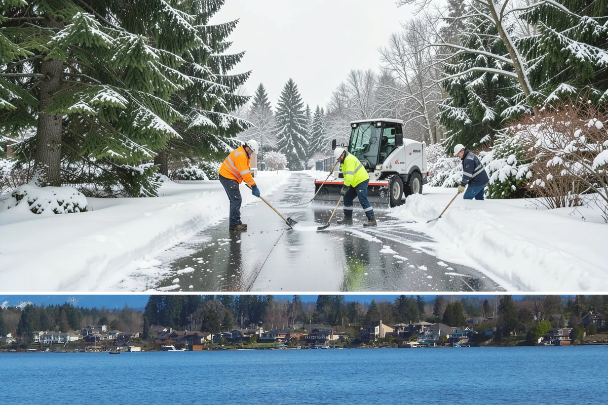 Emergency Sidewalk Clearing in Lake Stevens, Snohomish County, WA - Emergency sidewalk clearing is available throughout winter whenever a storm threatens compliance and pedestrian safety.