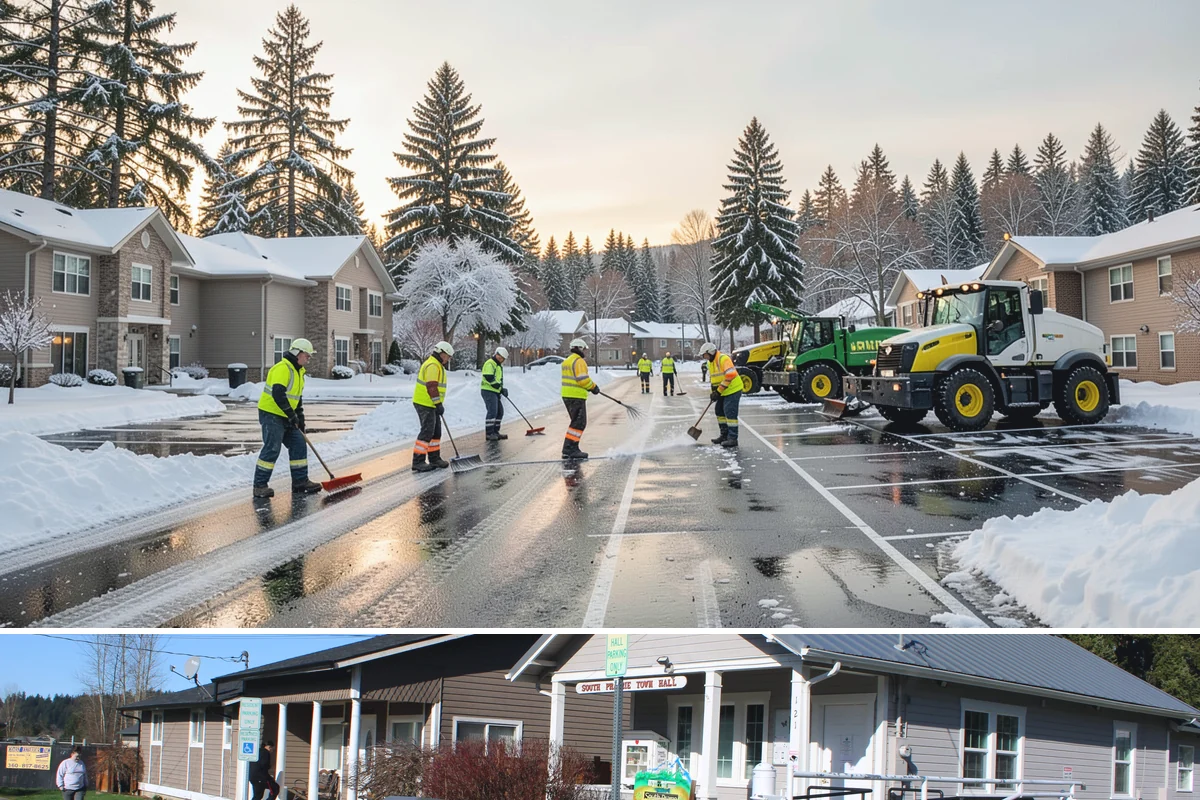 Emergency Sidewalk Clearing in South Prairie, Pierce County, WA - Emergency sidewalk clearing is available throughout winter whenever a storm threatens compliance and pedestrian safety.