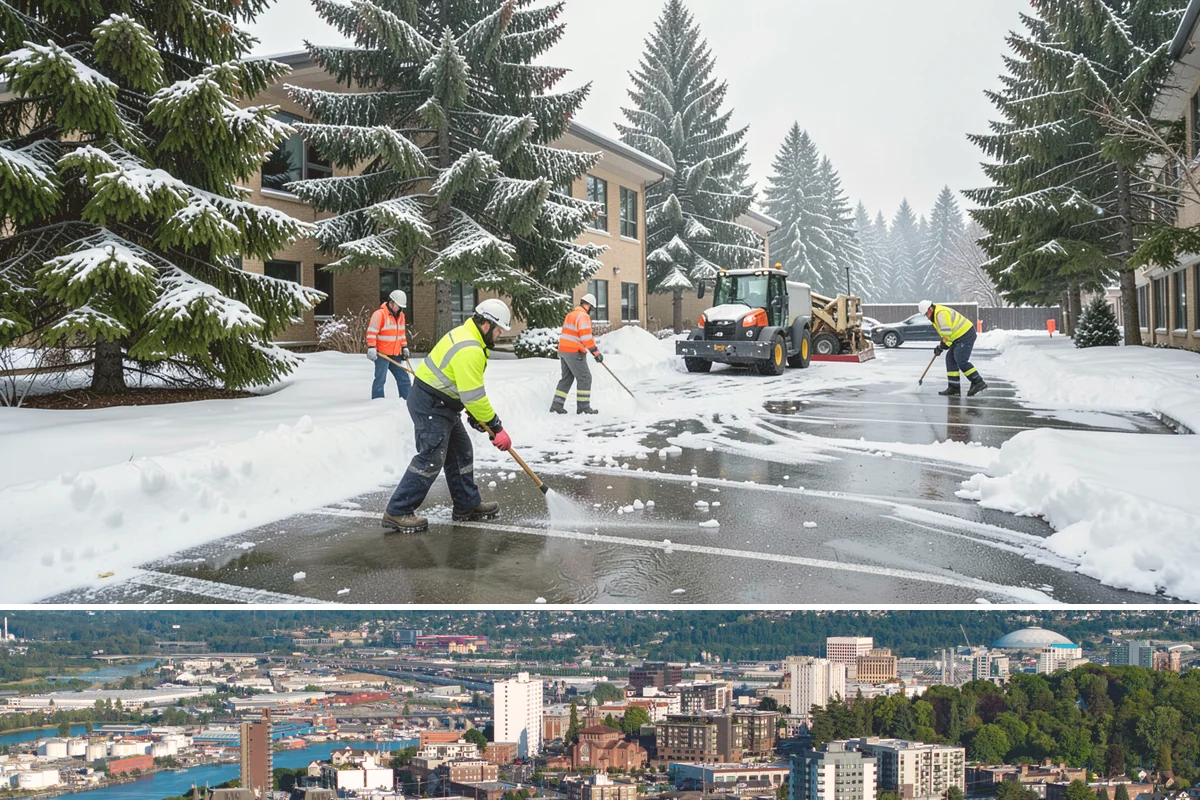 Emergency Sidewalk Clearing in Tacoma, Pierce County, WA - Emergency sidewalk clearing is available throughout winter whenever a storm threatens compliance and pedestrian safety.