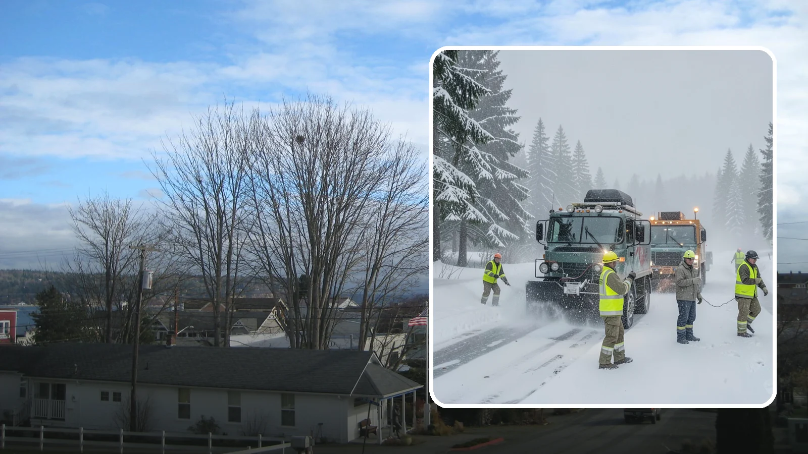 Emergency Snow Response in Langley, Island County, WA - Our emergency snow response gets a crew to your property fast when an unexpected snowfall catches Western Washington off guard.