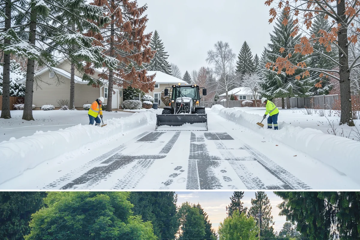 Entryway Clearing in Bonney Lake, Pierce County, WA - Entryway clearing is essential throughout the season, particularly during wet spells when slush and roof drip collect at the door.