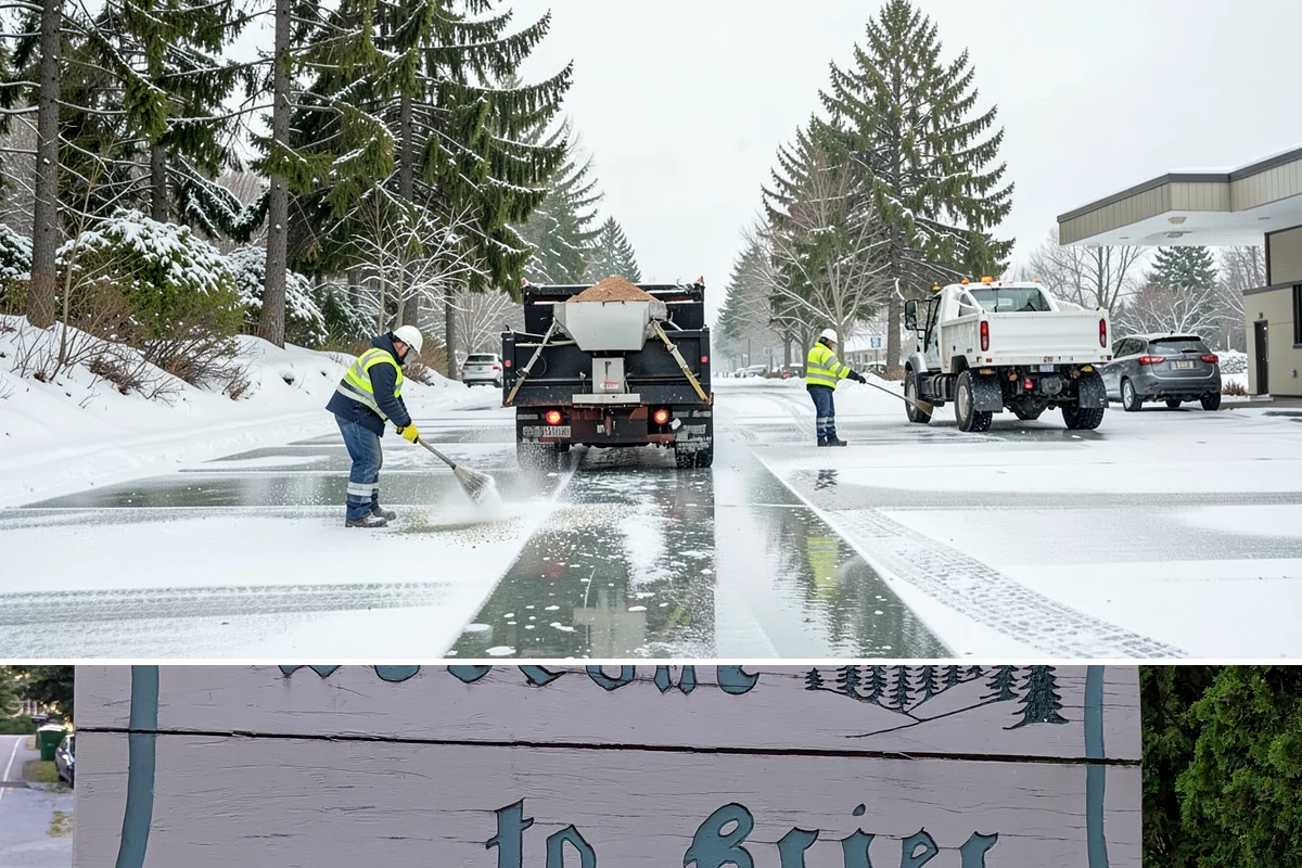 Entryway Clearing in Brier, Snohomish County, WA - Entryway clearing is essential throughout the season, particularly during wet spells when slush and roof drip collect at the door.