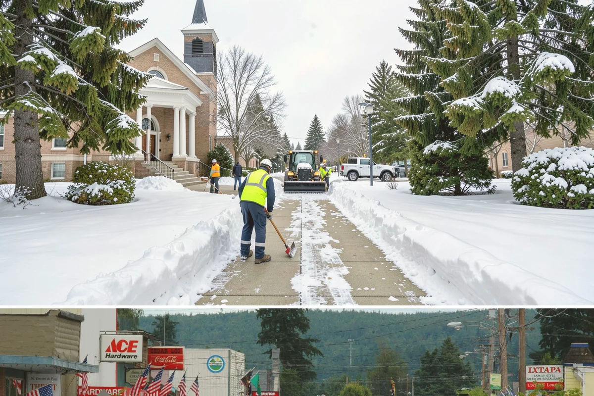 Entryway Clearing in Carnation, King County, WA - Entryway clearing is essential throughout the season, particularly during wet spells when slush and roof drip collect at the door.