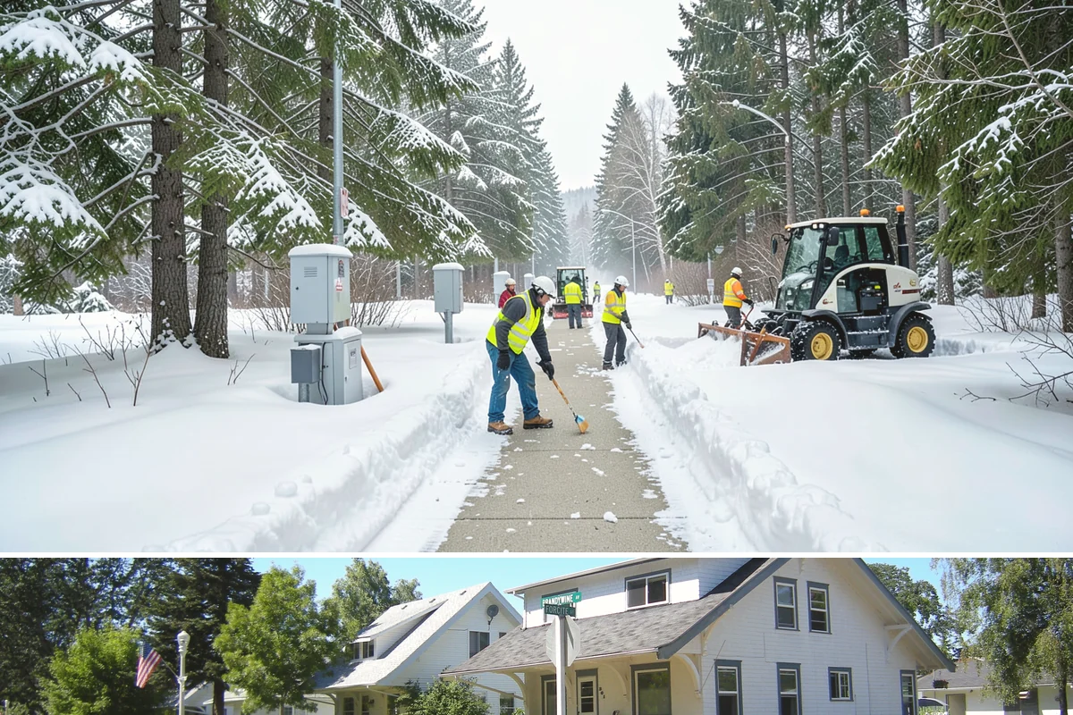 Entryway Clearing in DuPont, Pierce County, WA - Entryway clearing is essential throughout the season, particularly during wet spells when slush and roof drip collect at the door.