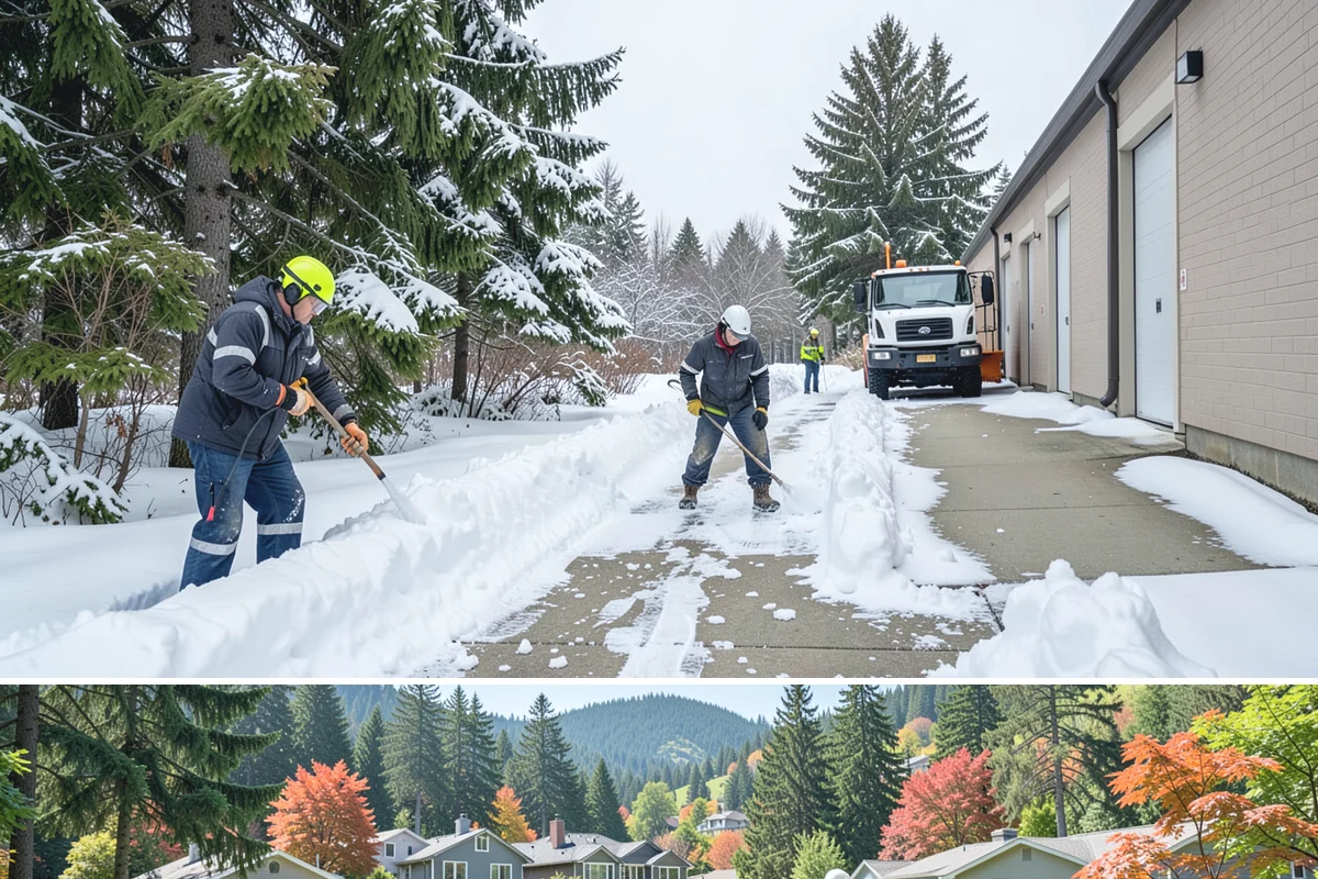 Entryway Clearing in Fircrest, Pierce County, WA - Entryway clearing is essential throughout the season, particularly during wet spells when slush and roof drip collect at the door.