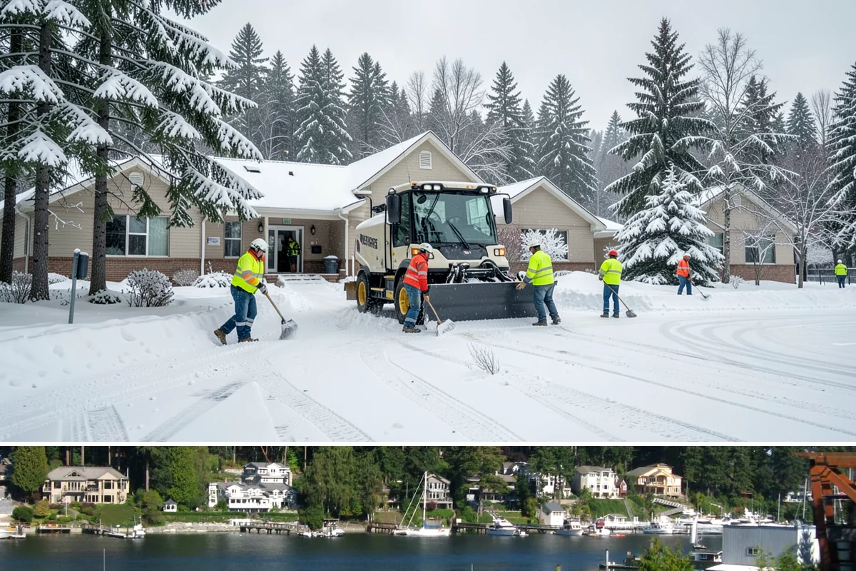 Entryway Clearing in Gig Harbor, Pierce County, WA - Entryway clearing is essential throughout the season, particularly during wet spells when slush and roof drip collect at the door.