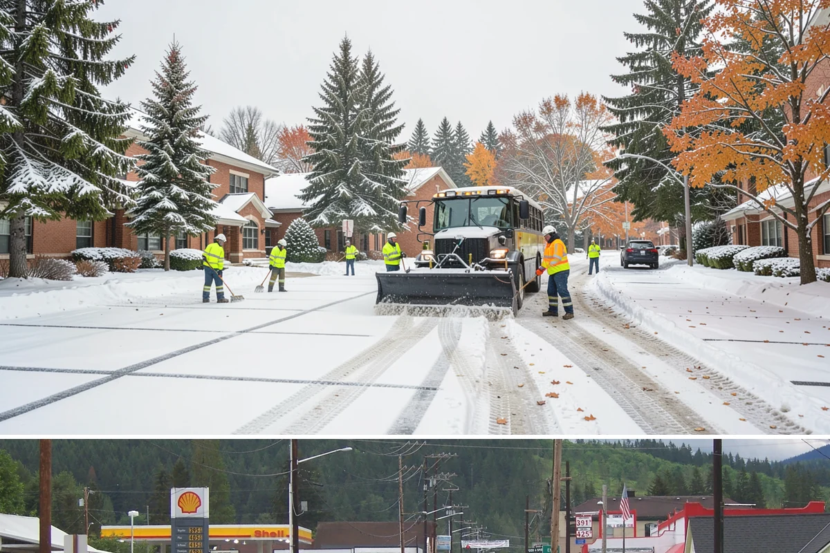 Entryway Clearing in Granite Falls, Snohomish County, WA - Entryway clearing is essential throughout the season, particularly during wet spells when slush and roof drip collect at the door.