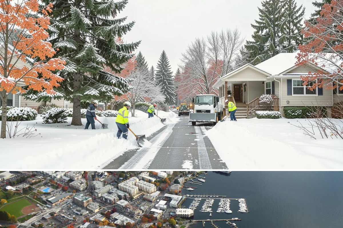 Entryway Clearing in Kirkland, King County, WA - Entryway clearing is essential throughout the season, particularly during wet spells when slush and roof drip collect at the door.