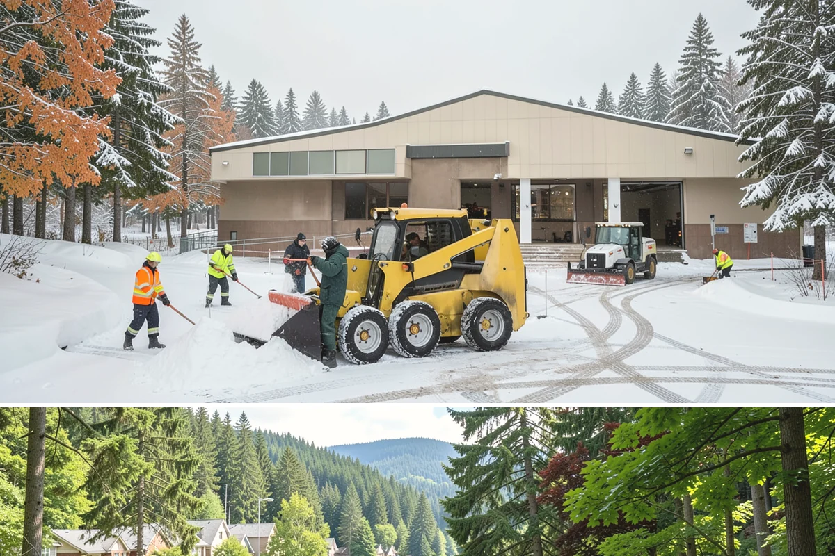 Entryway Clearing in Lake Forest Park, King County, WA - Entryway clearing is essential throughout the season, particularly during wet spells when slush and roof drip collect at the door.