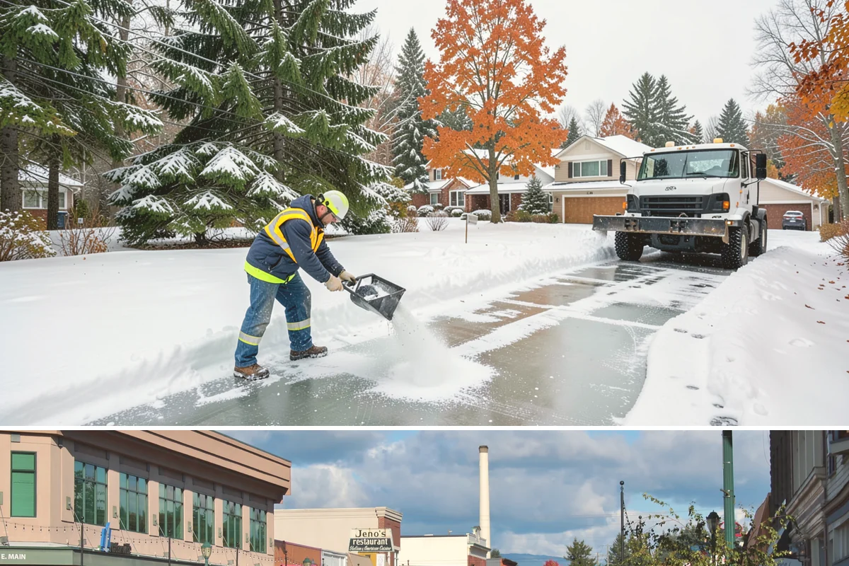 Entryway Clearing in Monroe, Snohomish County, WA - Entryway clearing is essential throughout the season, particularly during wet spells when slush and roof drip collect at the door.