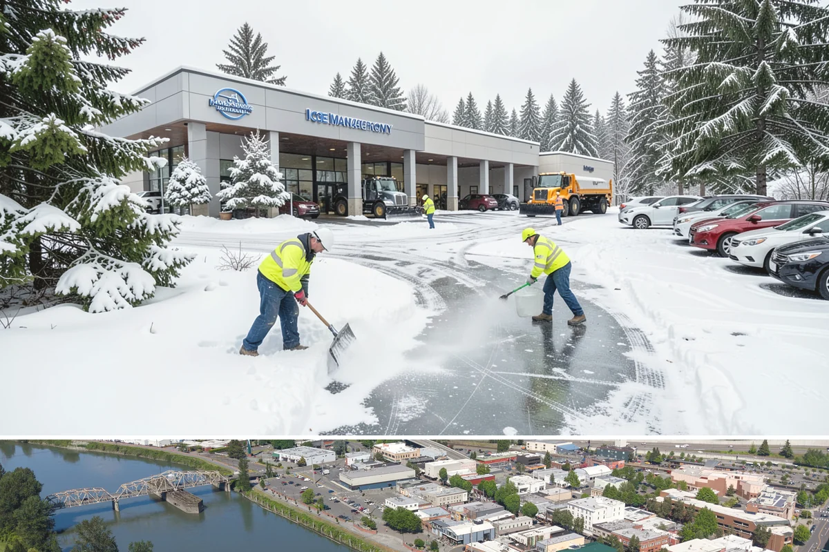 Entryway Clearing in Mount Vernon, Skagit County, WA - Entryway clearing is essential throughout the season, particularly during wet spells when slush and roof drip collect at the door.