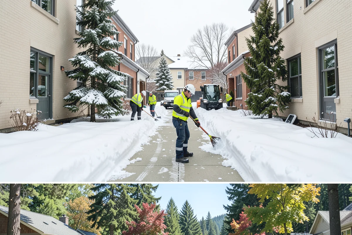Entryway Clearing in Orting, Pierce County, WA - Entryway clearing is essential throughout the season, particularly during wet spells when slush and roof drip collect at the door.