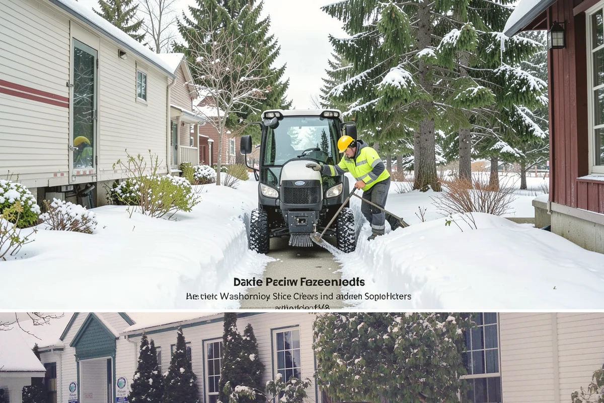Entryway Clearing in Pacific, King County, WA - Entryway clearing is essential throughout the season, particularly during wet spells when slush and roof drip collect at the door.