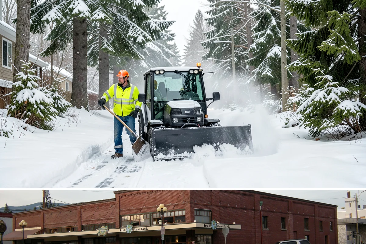Entryway Clearing in Sedro-Woolley, Skagit County, WA - Entryway clearing is essential throughout the season, particularly during wet spells when slush and roof drip collect at the door.