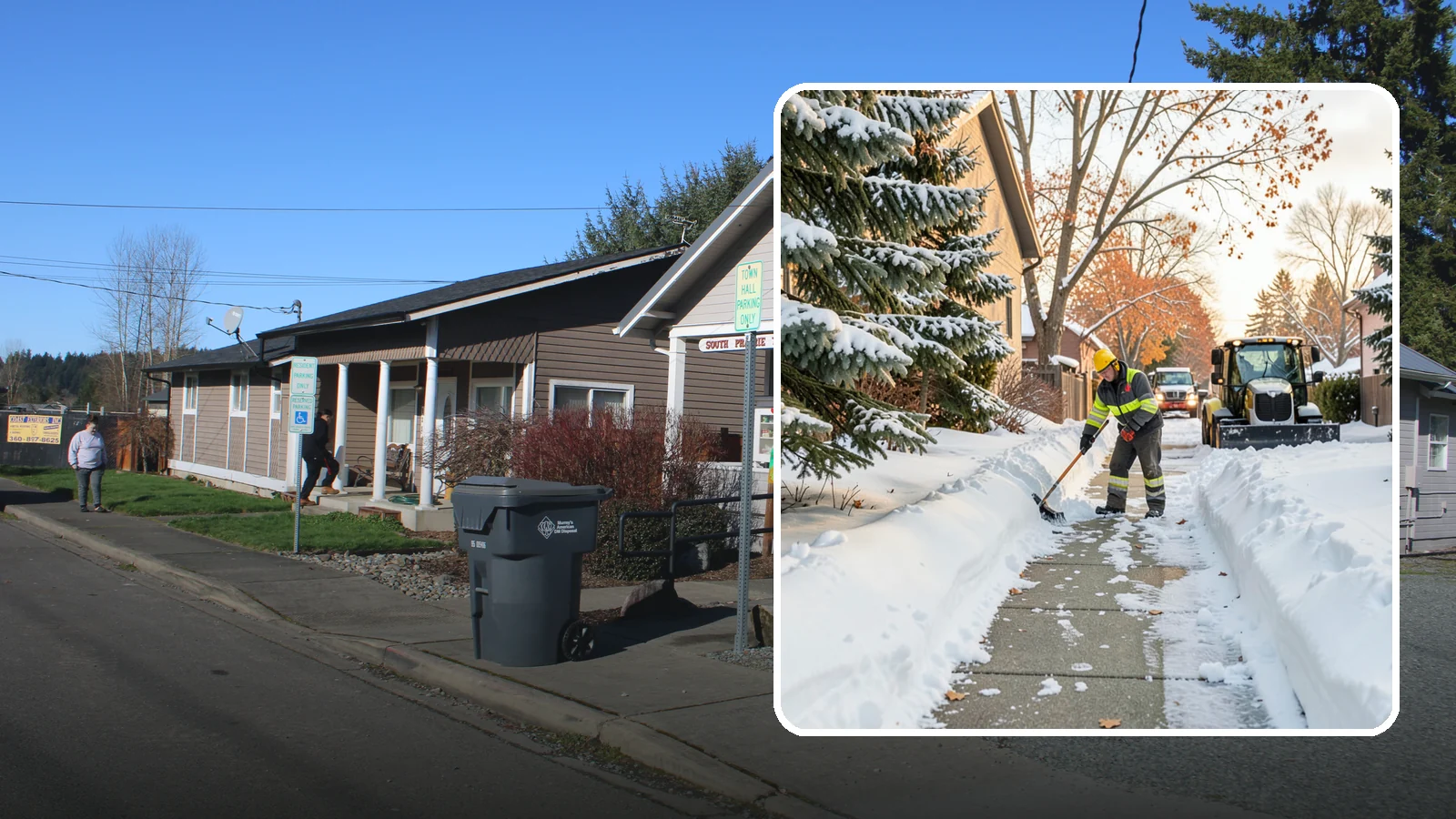 Entryway Clearing in South Prairie, Pierce County, WA - We clear the entryway and threshold area so the doorway itself stays free of snow and ice.