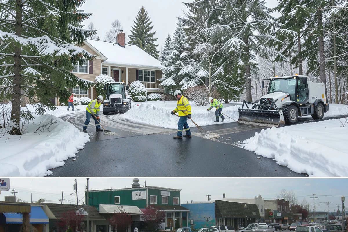 Entryway Clearing in Stanwood, Snohomish County, WA - Entryway clearing is essential throughout the season, particularly during wet spells when slush and roof drip collect at the door.