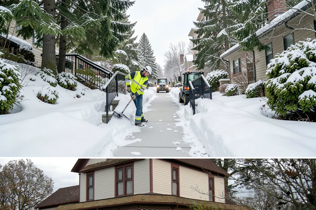 Entryway Clearing in Sumner, Pierce County, WA - Entryway clearing is essential throughout the season, particularly during wet spells when slush and roof drip collect at the door.