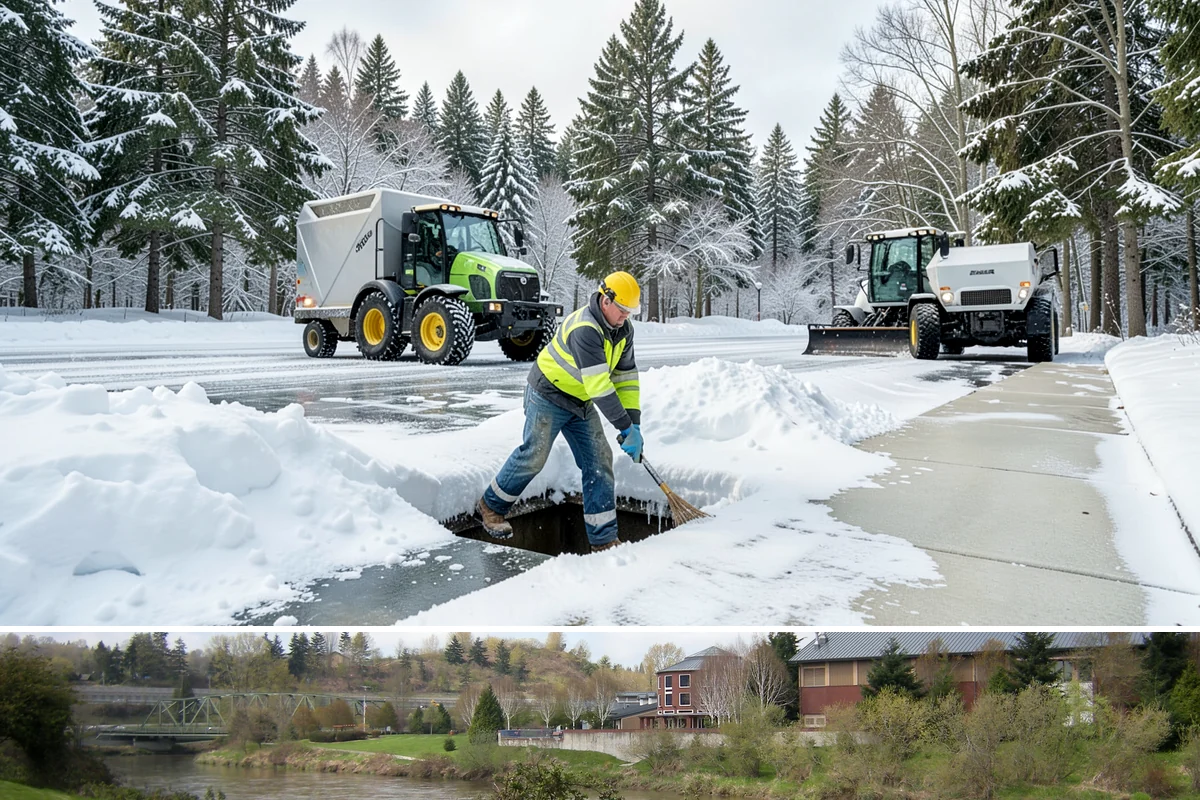 Entryway Clearing in Tukwila, King County, WA - Entryway clearing is essential throughout the season, particularly during wet spells when slush and roof drip collect at the door.