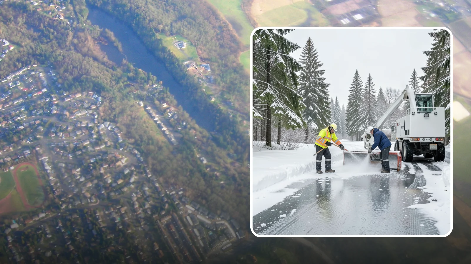 Fire Lane Deicing in Algona, King County, WA - Deicing of fire lanes to keep emergency access surfaces from glazing over after they have been plowed.