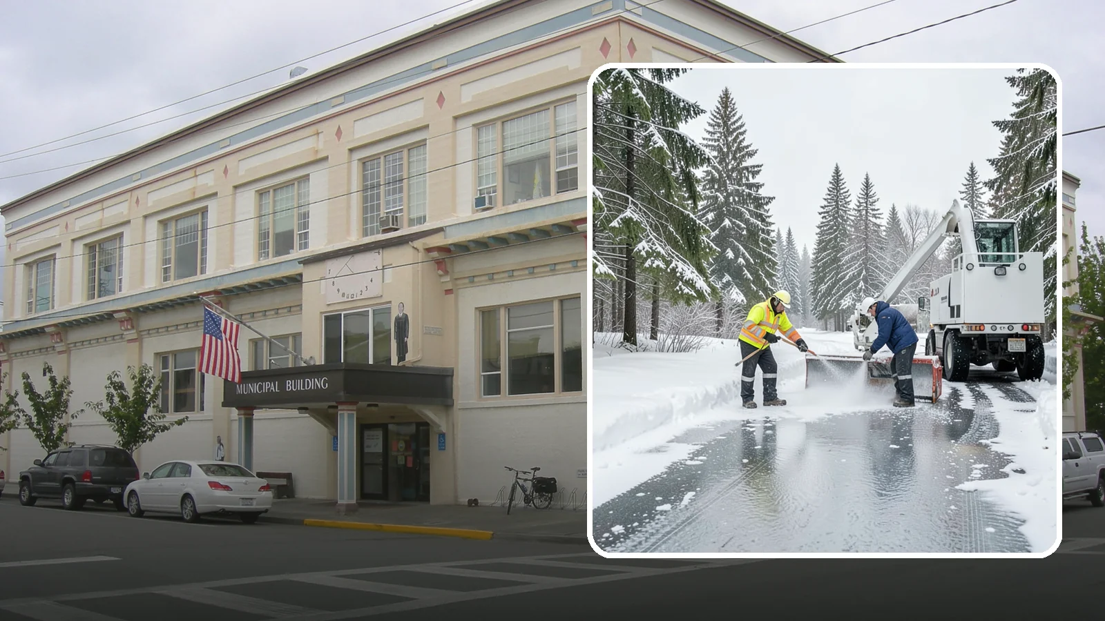 Fire Lane Deicing in Anacortes, Skagit County, WA - Deicing of fire lanes to keep emergency access surfaces from glazing over after they have been plowed.