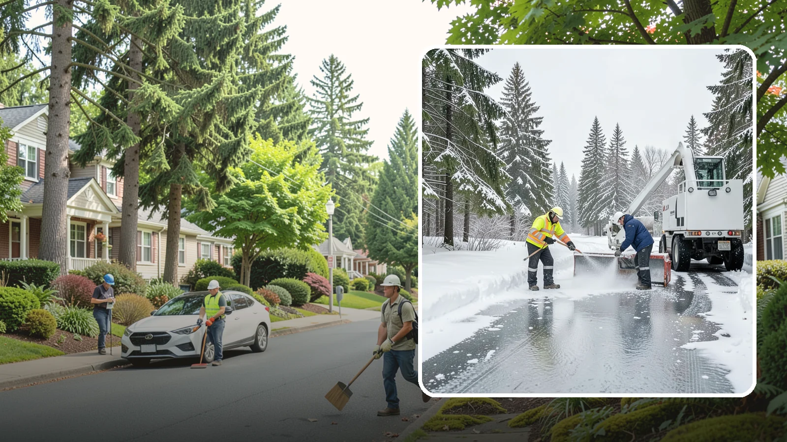 Fire Lane Deicing in Beaux Arts Village, King County, WA - Deicing of fire lanes to keep emergency access surfaces from glazing over after they have been plowed.