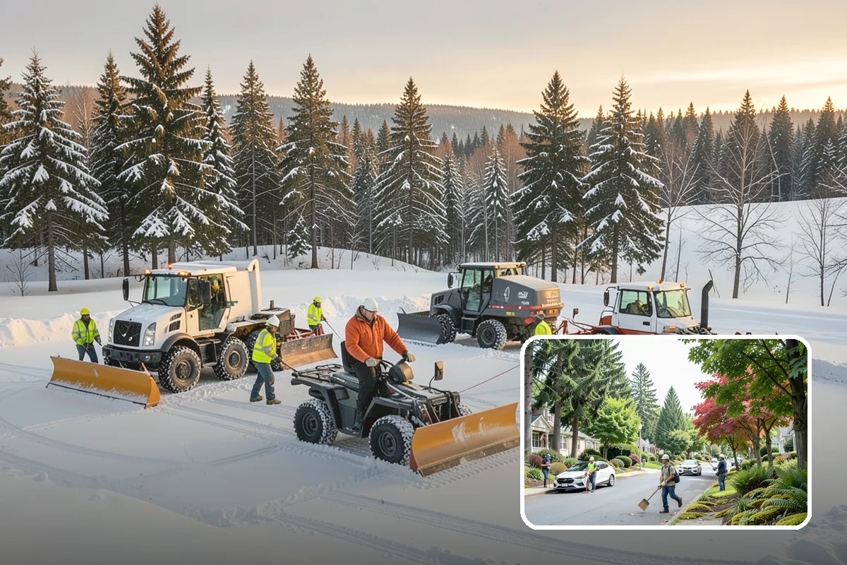 Fire Lane Deicing in Beaux Arts Village, King County, WA - Prevents refreeze on plowed emergency-access lanes