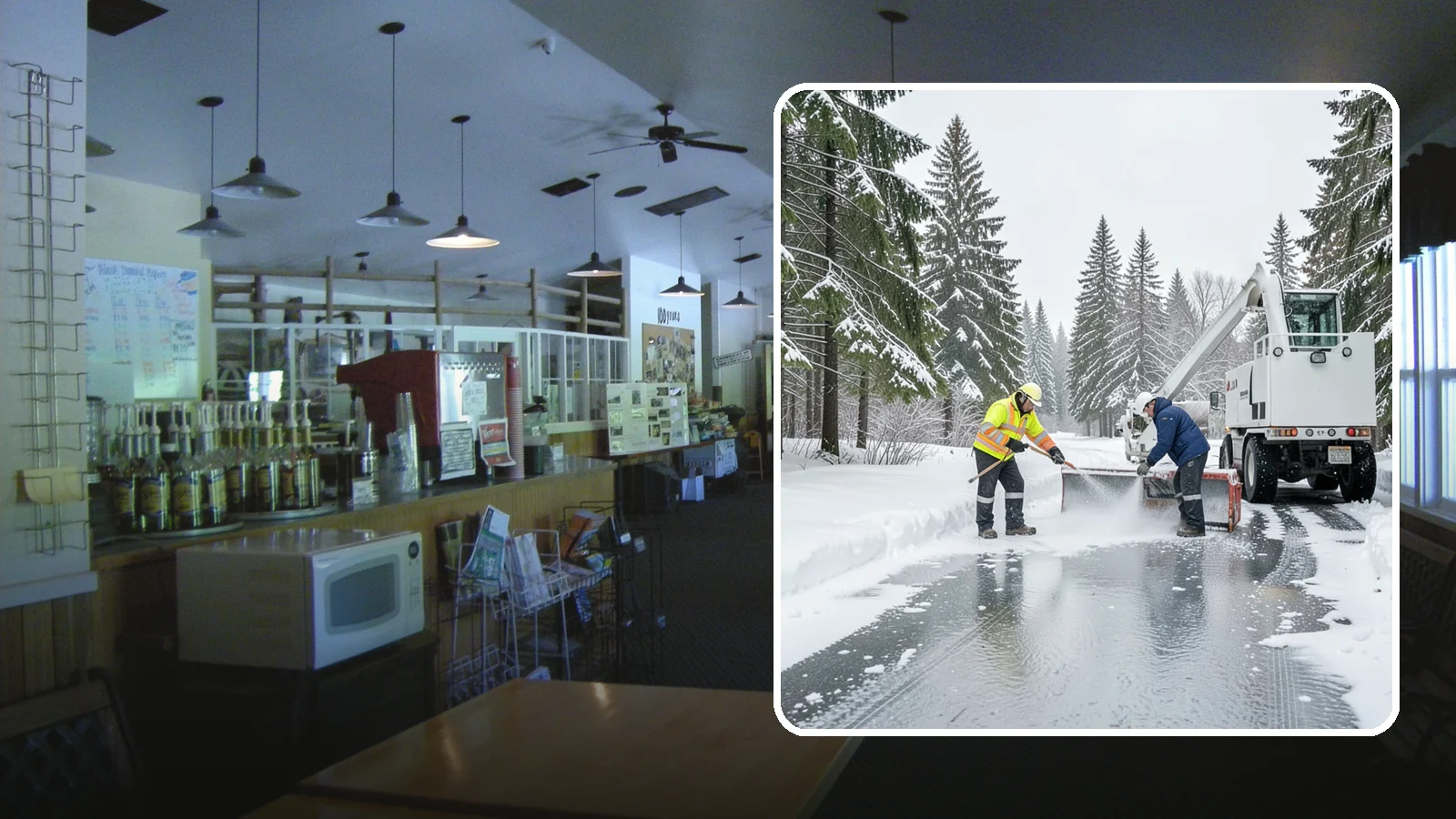 Fire Lane Deicing in Black Diamond, King County, WA - Deicing of fire lanes to keep emergency access surfaces from glazing over after they have been plowed.