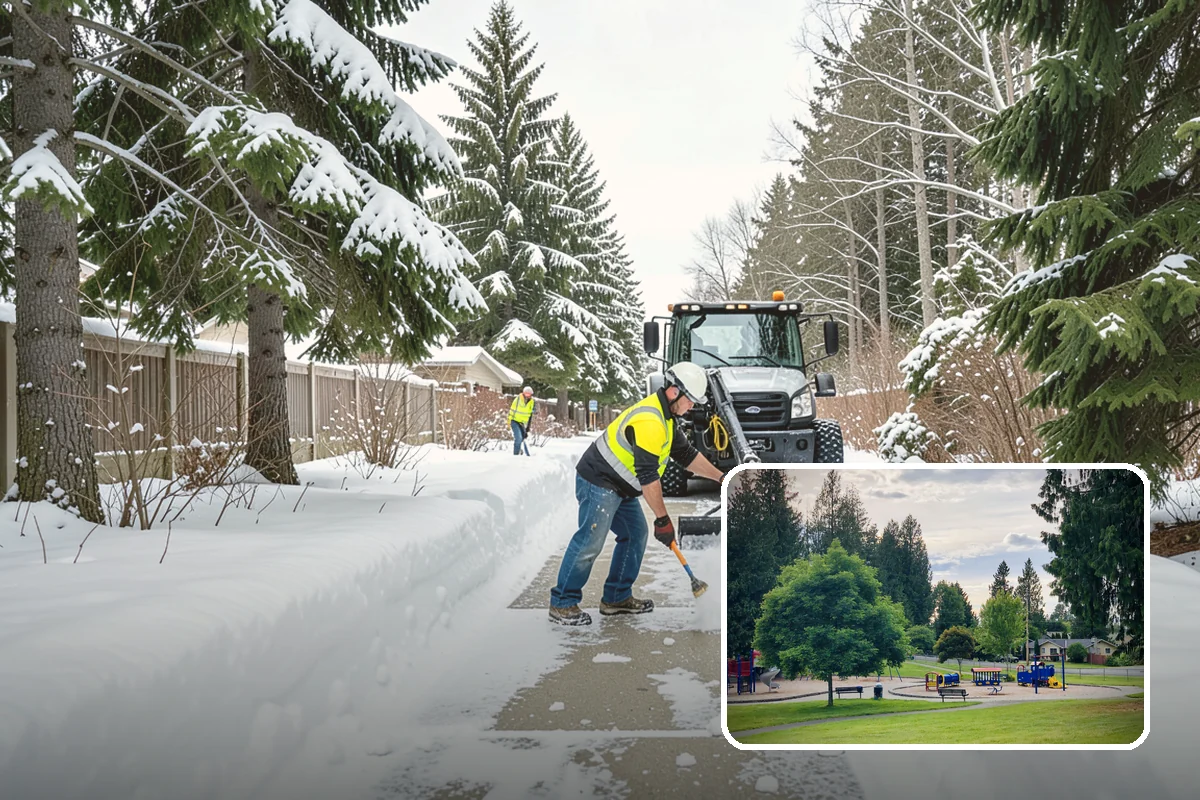 Fire Lane Deicing in Bonney Lake, Pierce County, WA - Prevents refreeze on plowed emergency-access lanes