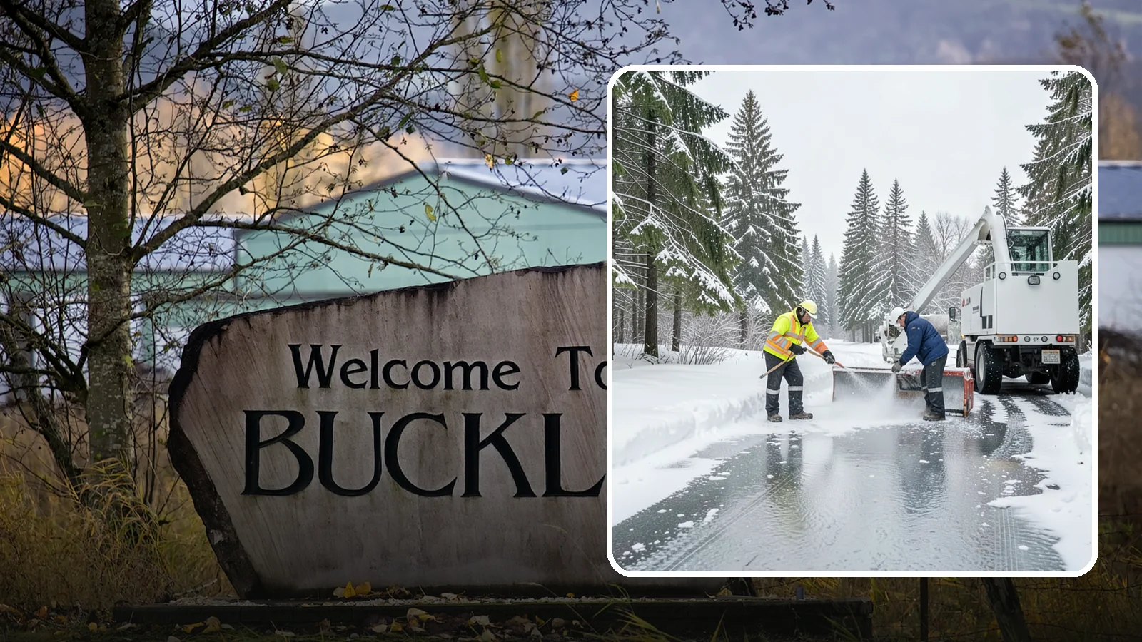 Fire Lane Deicing in Buckley, Pierce County, WA - Deicing of fire lanes to keep emergency access surfaces from glazing over after they have been plowed.