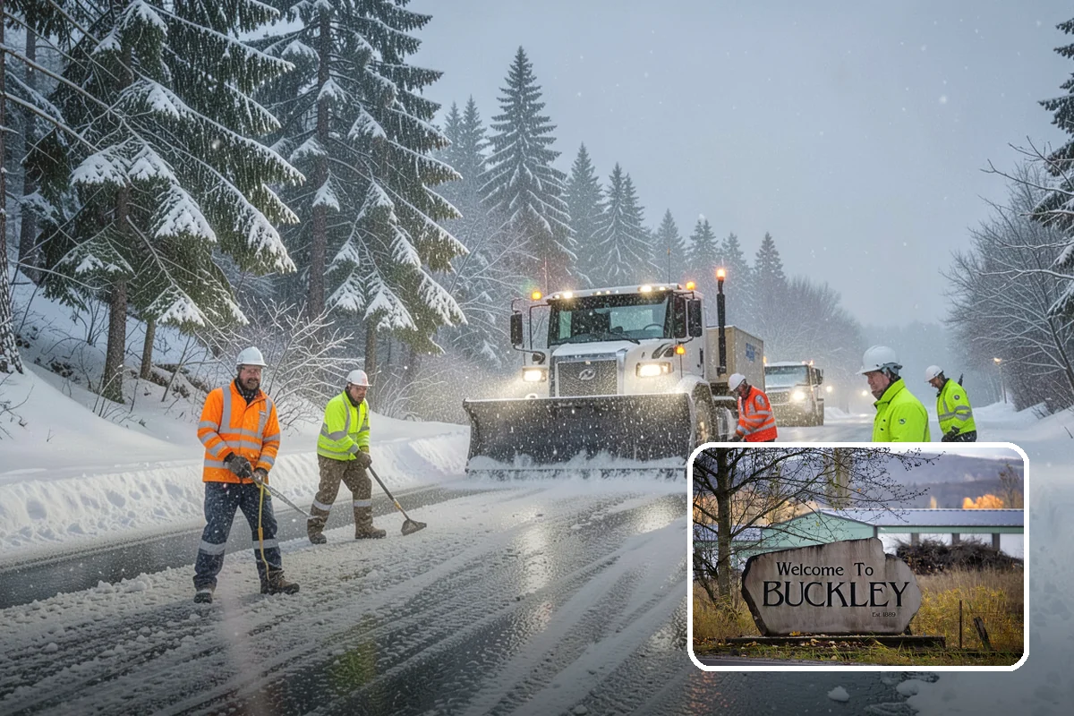 Fire Lane Deicing in Buckley, Pierce County, WA - Prevents refreeze on plowed emergency-access lanes