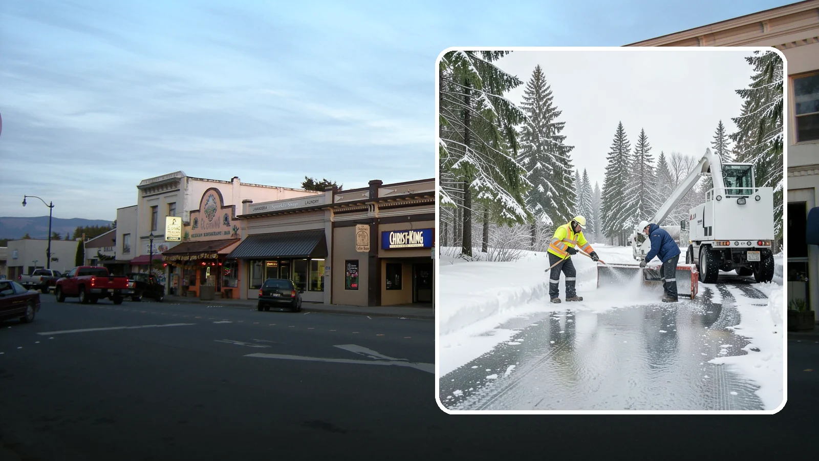 Fire Lane Deicing in Burlington, Skagit County, WA - Deicing of fire lanes to keep emergency access surfaces from glazing over after they have been plowed.