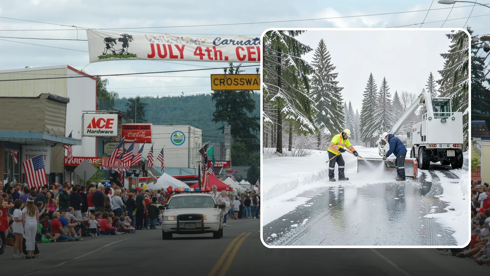 Fire Lane Deicing in Carnation, King County, WA - Deicing of fire lanes to keep emergency access surfaces from glazing over after they have been plowed.