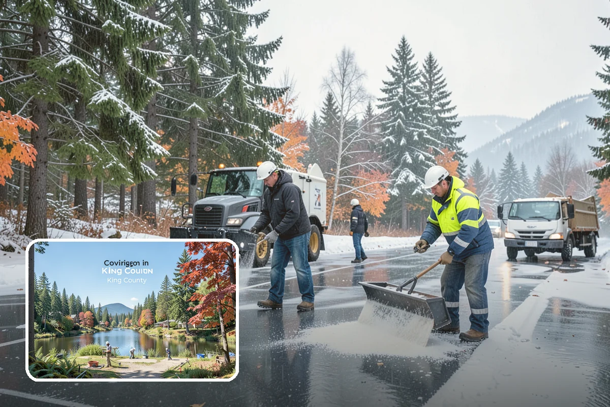 Fire Lane Deicing in Covington, King County, WA - Prevents refreeze on plowed emergency-access lanes