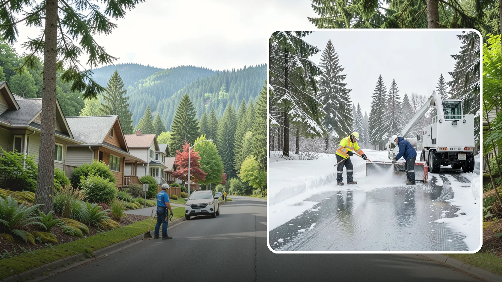 Fire Lane Deicing in Darrington, Snohomish County, WA - Deicing of fire lanes to keep emergency access surfaces from glazing over after they have been plowed.