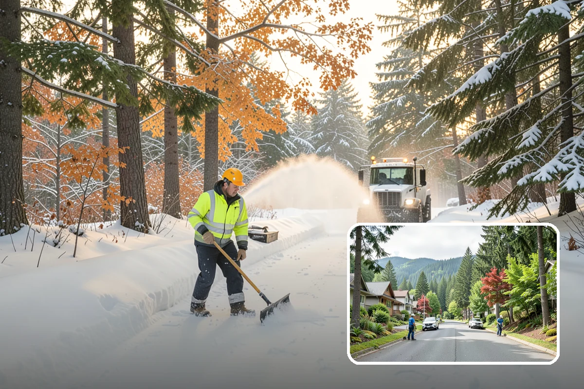 Fire Lane Deicing in Darrington, Snohomish County, WA - Prevents refreeze on plowed emergency-access lanes