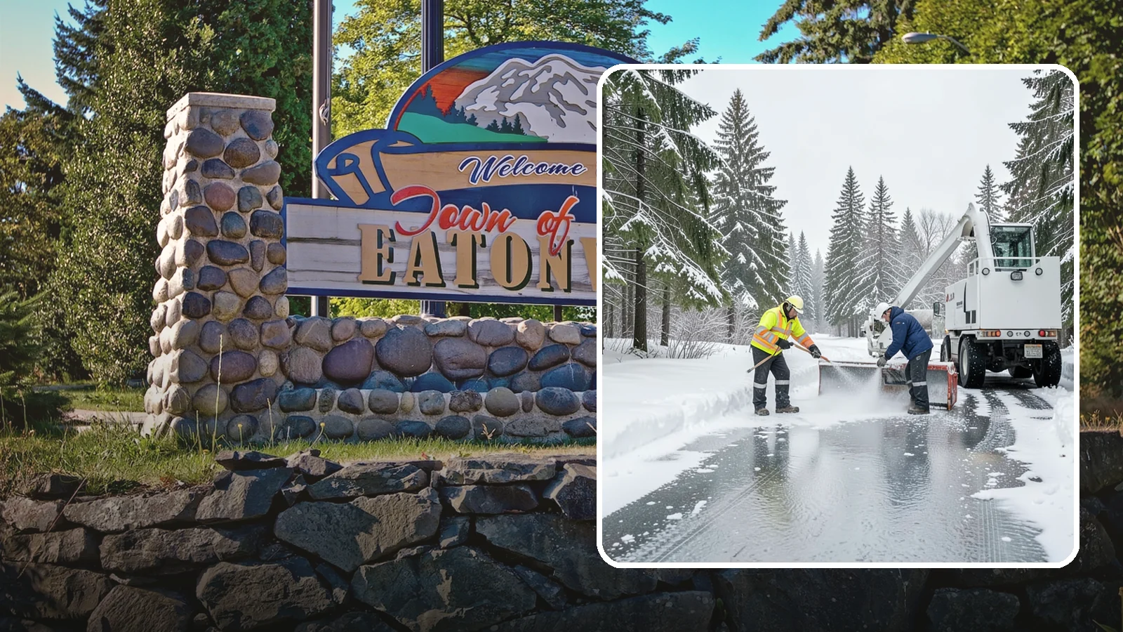 Fire Lane Deicing in Eatonville, Pierce County, WA - Deicing of fire lanes to keep emergency access surfaces from glazing over after they have been plowed.