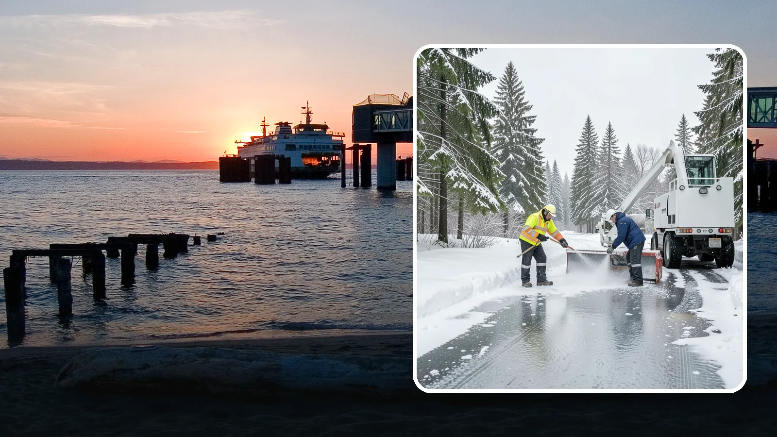 Fire Lane Deicing in Edmonds, Snohomish County, WA - Deicing of fire lanes to keep emergency access surfaces from glazing over after they have been plowed.