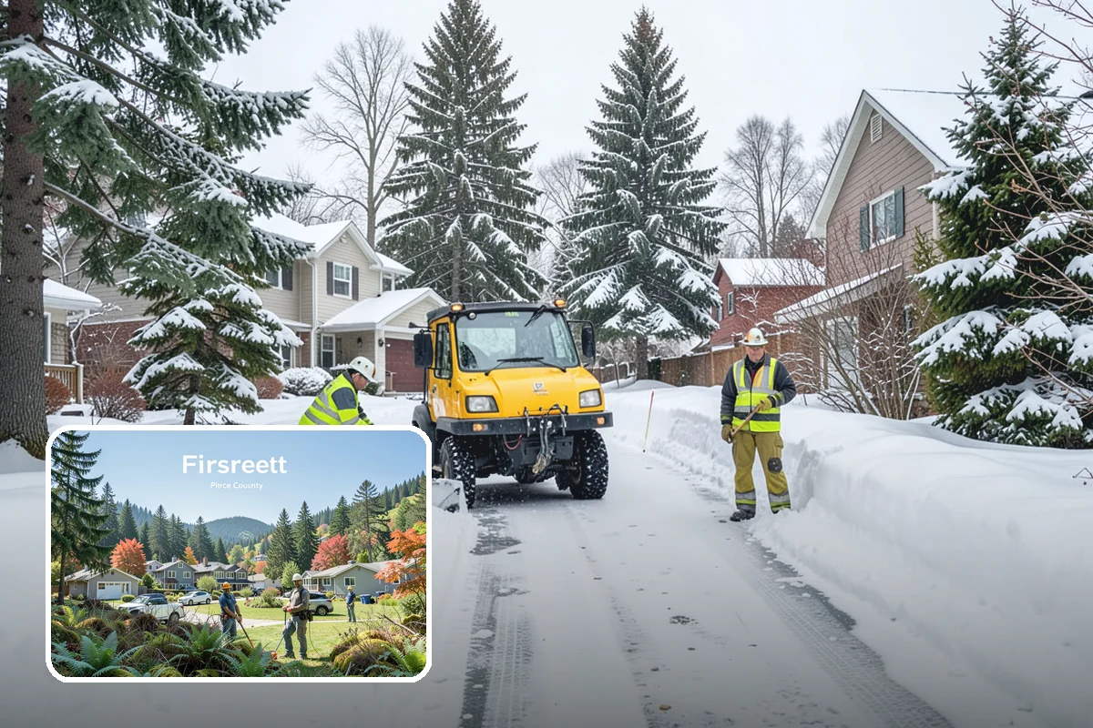 Fire Lane Deicing in Fircrest, Pierce County, WA - Prevents refreeze on plowed emergency-access lanes
