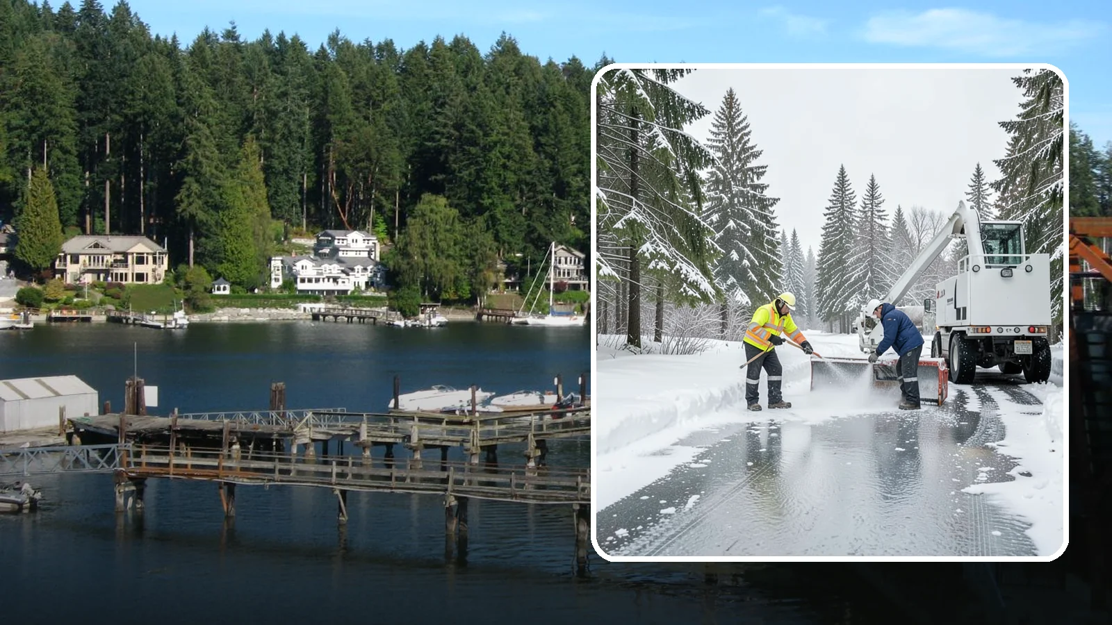 Fire Lane Deicing in Gig Harbor, Pierce County, WA - Deicing of fire lanes to keep emergency access surfaces from glazing over after they have been plowed.