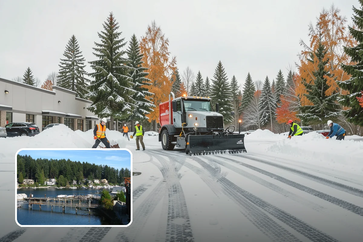 Fire Lane Deicing in Gig Harbor, Pierce County, WA - Prevents refreeze on plowed emergency-access lanes