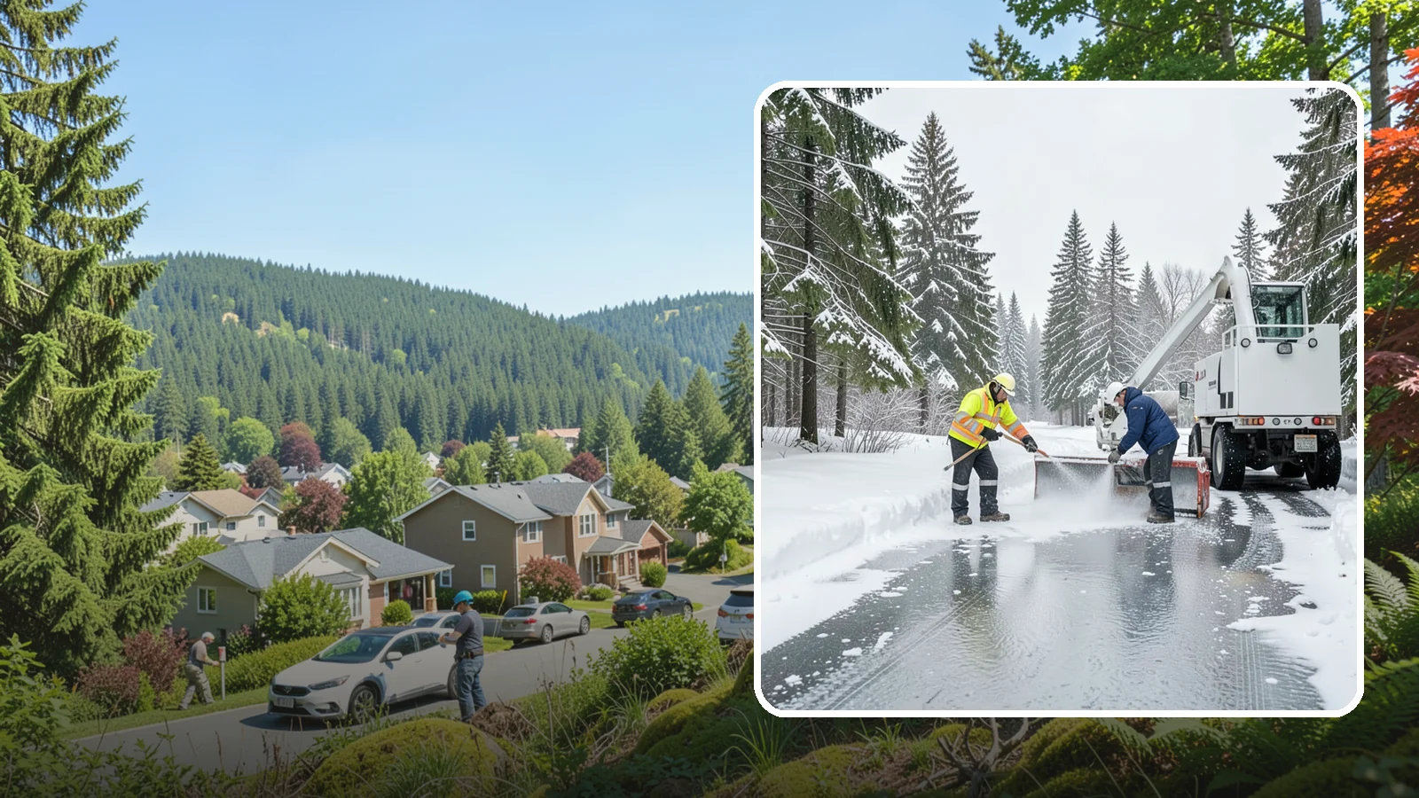 Fire Lane Deicing in Index, Snohomish County, WA - Deicing of fire lanes to keep emergency access surfaces from glazing over after they have been plowed.