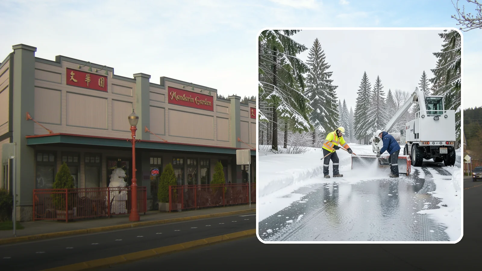 Fire Lane Deicing in Issaquah, King County, WA - Deicing of fire lanes to keep emergency access surfaces from glazing over after they have been plowed.