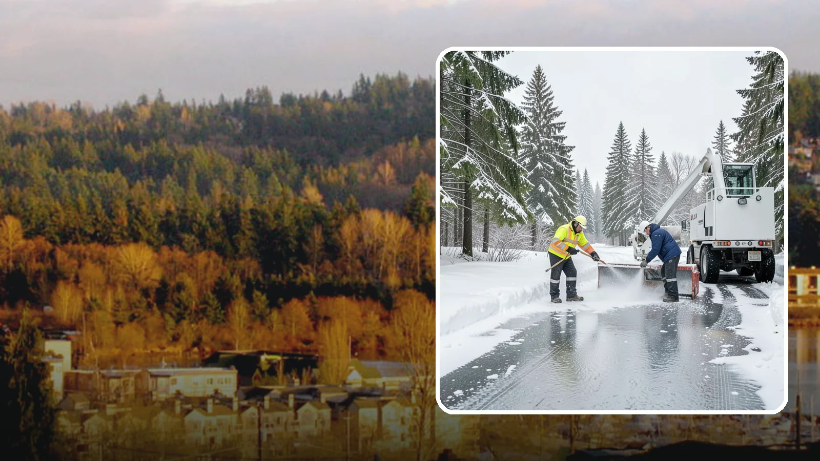Fire Lane Deicing in Kenmore, King County, WA - Deicing of fire lanes to keep emergency access surfaces from glazing over after they have been plowed.