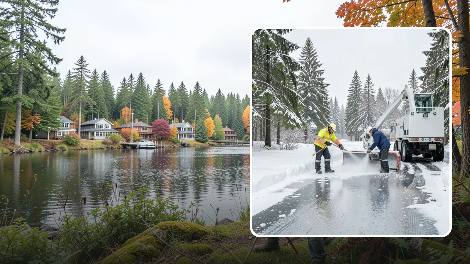 Fire Lane Deicing in La Conner, Skagit County, WA - Deicing of fire lanes to keep emergency access surfaces from glazing over after they have been plowed.