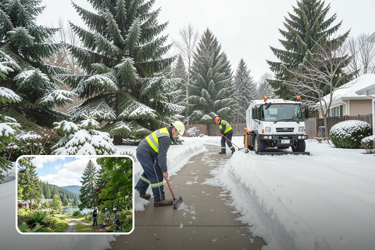 Fire Lane Deicing in Lake Forest Park, King County, WA - Prevents refreeze on plowed emergency-access lanes